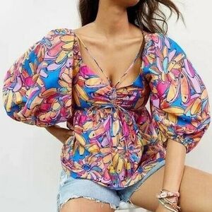 Farm Rio Puff Sleeved Blouse